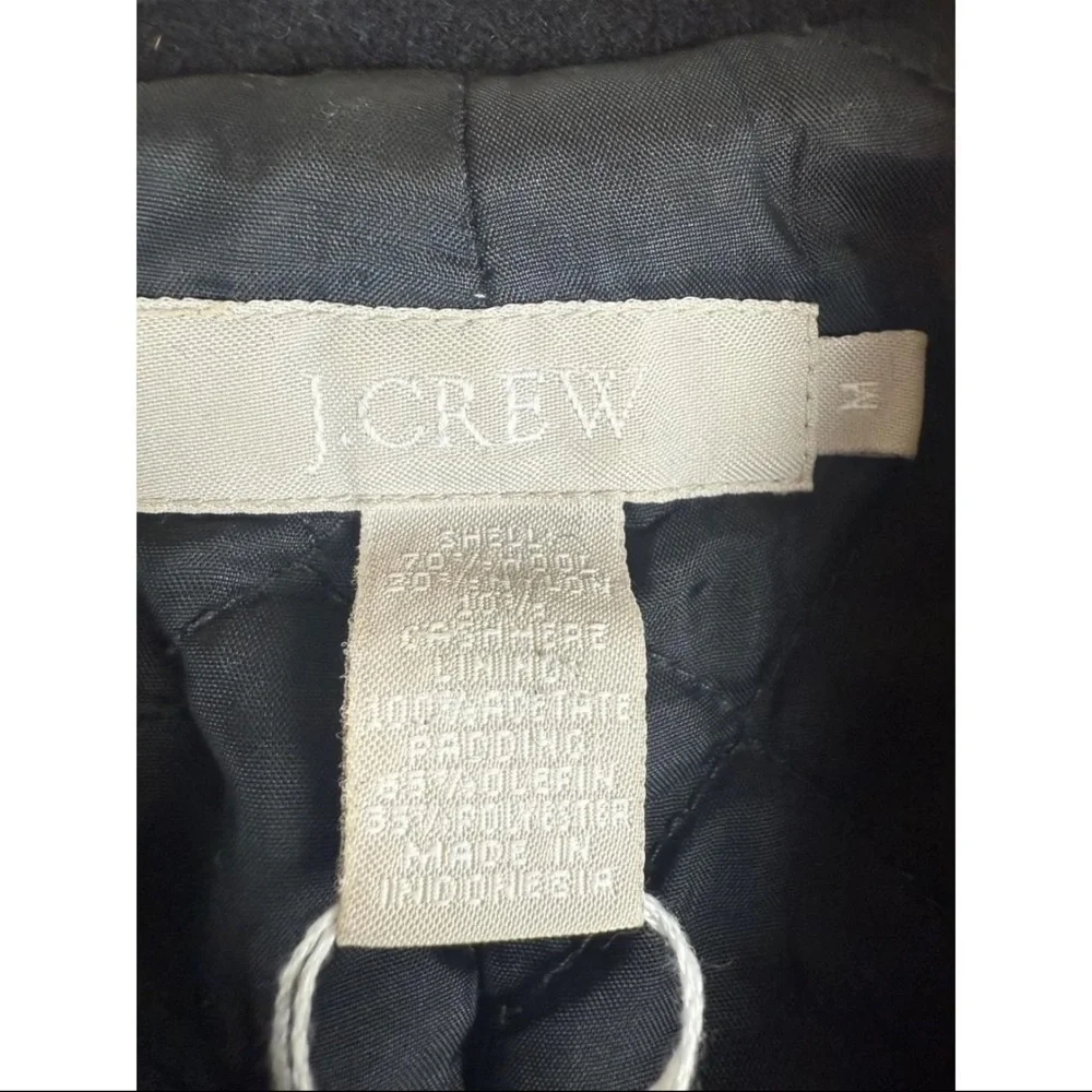 J. Crew Peacoat‎ Women's Medium Black Wool Blend Double-Breasted Button Front - Picture 3 of 6